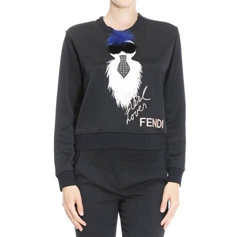 Fendi Women's Karl Loves Fendi Sweatshirt Cotton Blend Black 